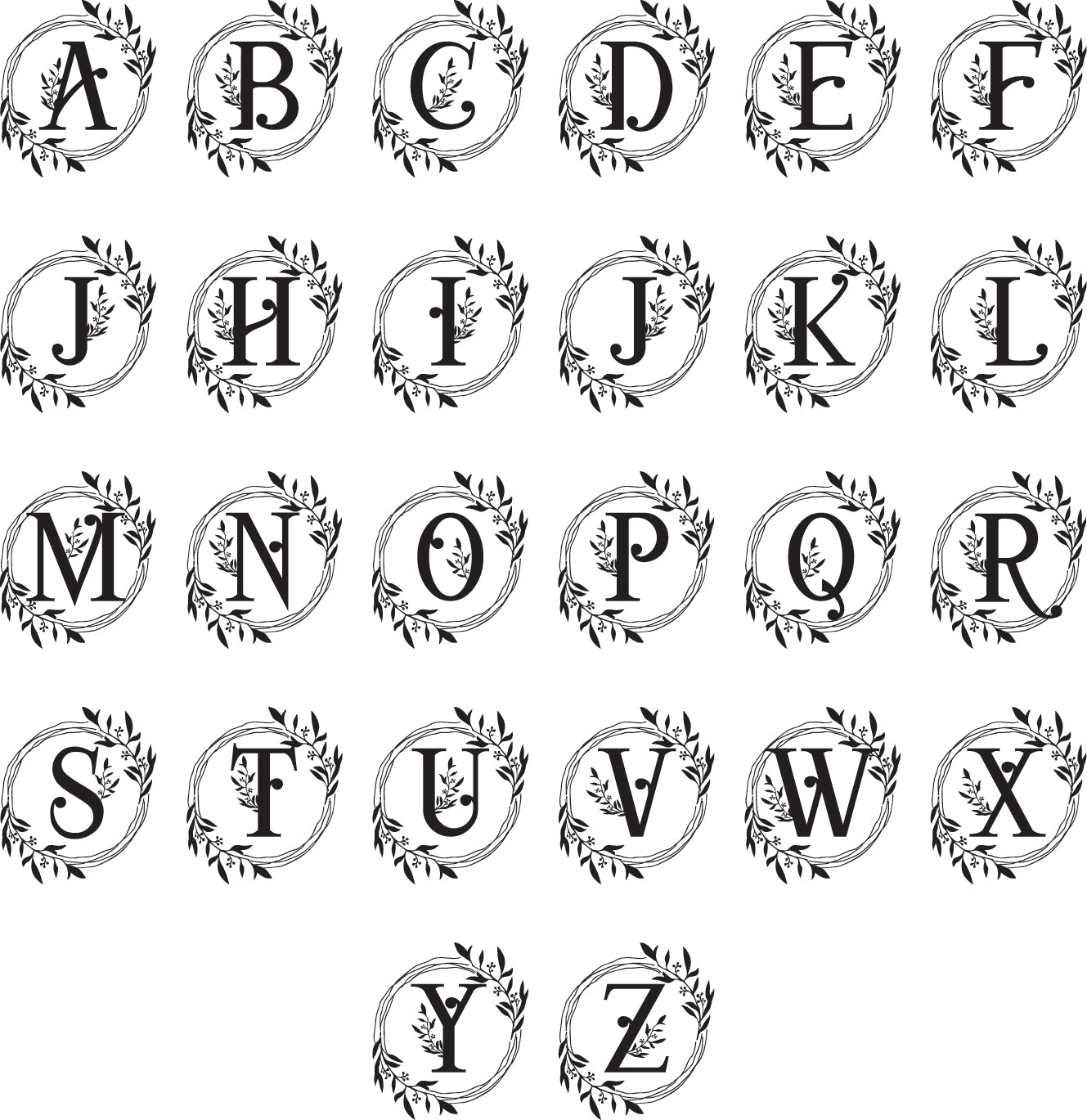 Circle Initial Engraved Stemmed Wine Glass