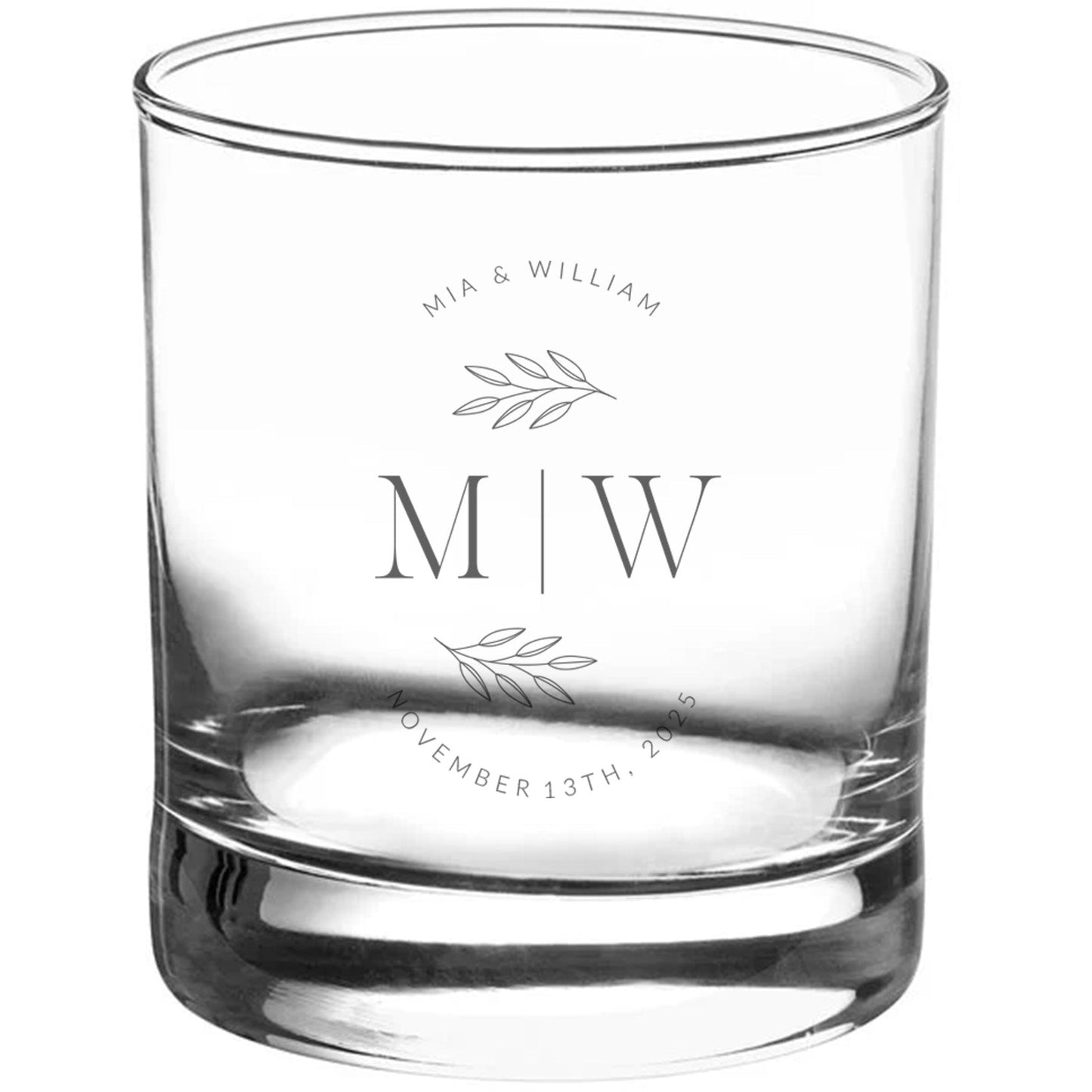 Wedding Engraved Old Fashioned Glass