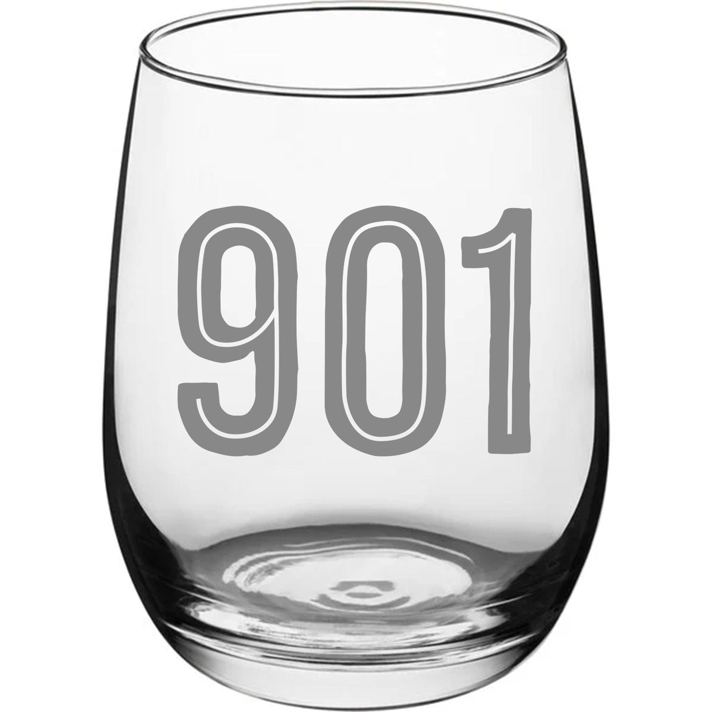 Area Code Engraved Stemless Wine Glass