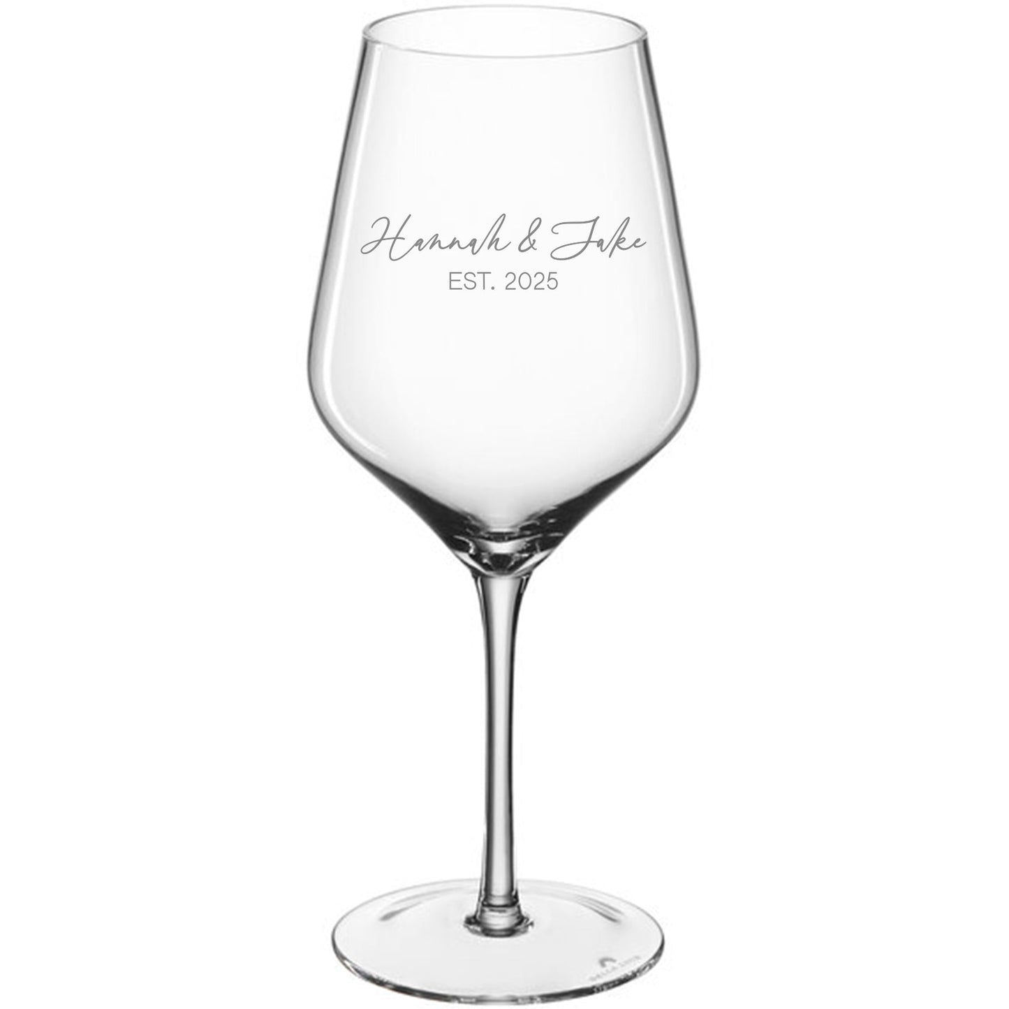 Wedding Script Stemmed Wine Glass