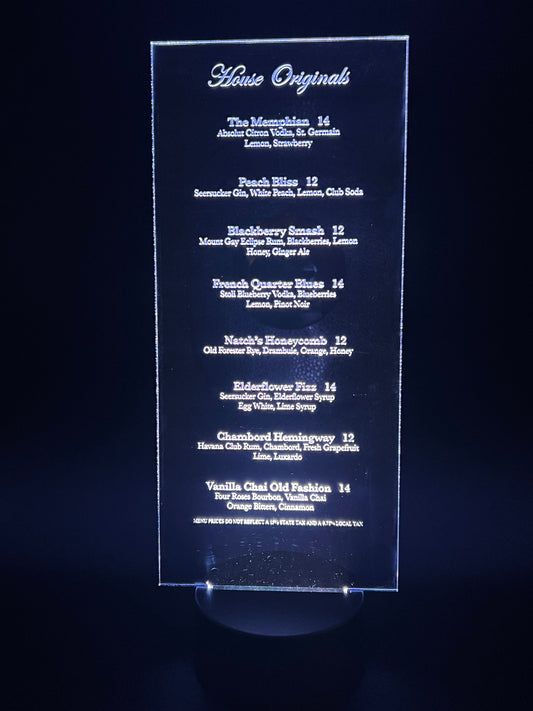 Acrylic Sign with Lighted Stand