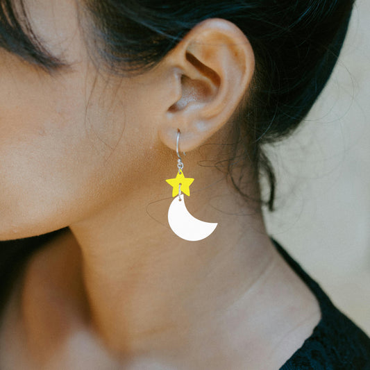 Moon and Star Earrings