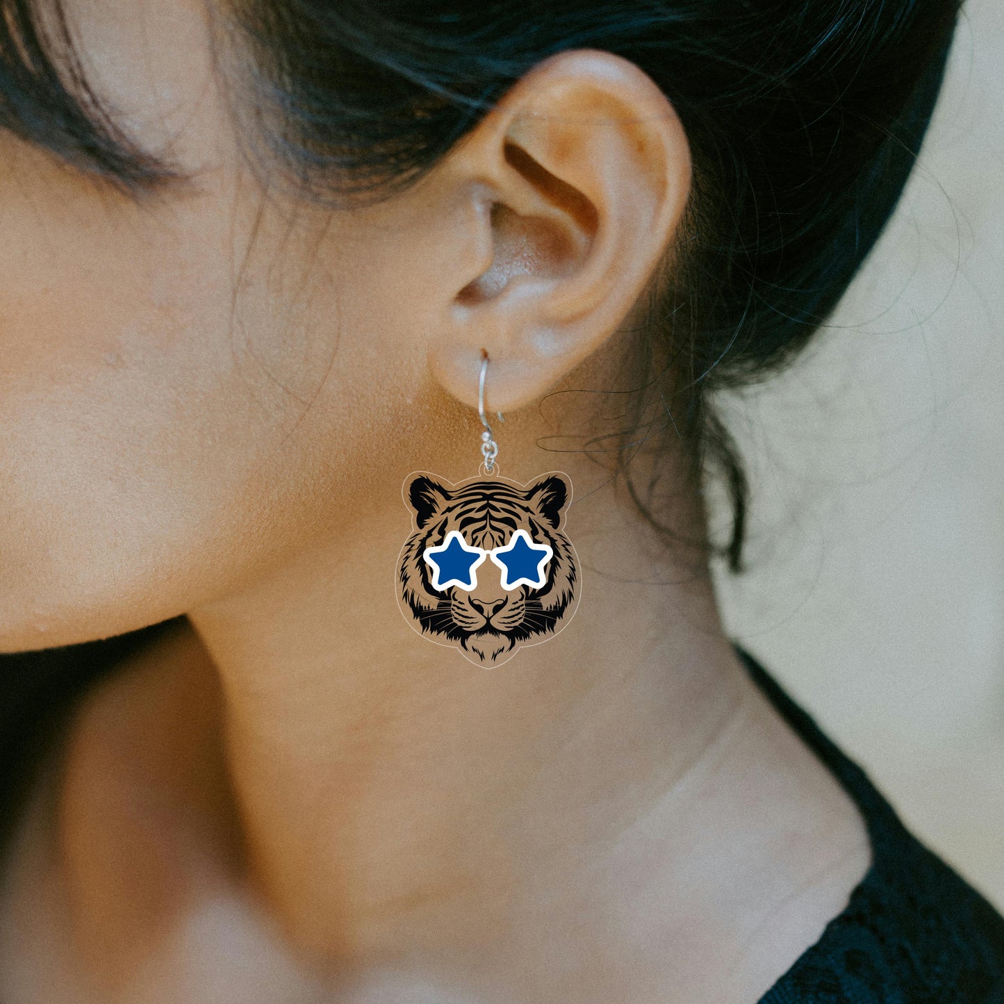 Tiger Earrings - Blue