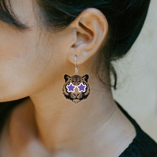 Tiger Earrings - Purple