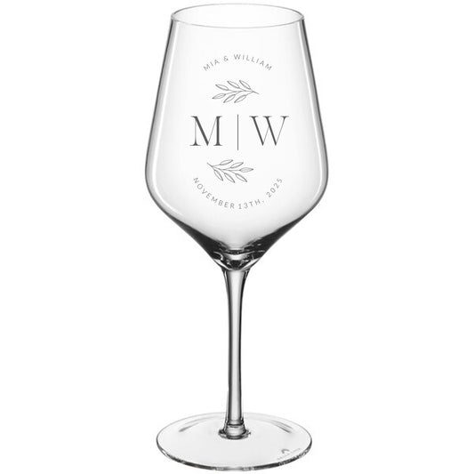 Wedding Engraved Stemmed Wine Glass